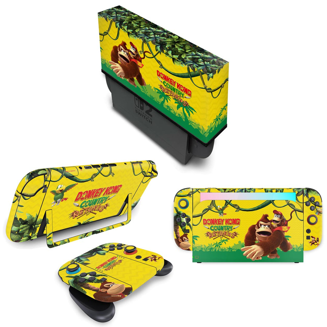 KIT Capa Anti Poeira e Skin Anti-Rage Nintendo Switch 2 - Donkey Kong Country Returns