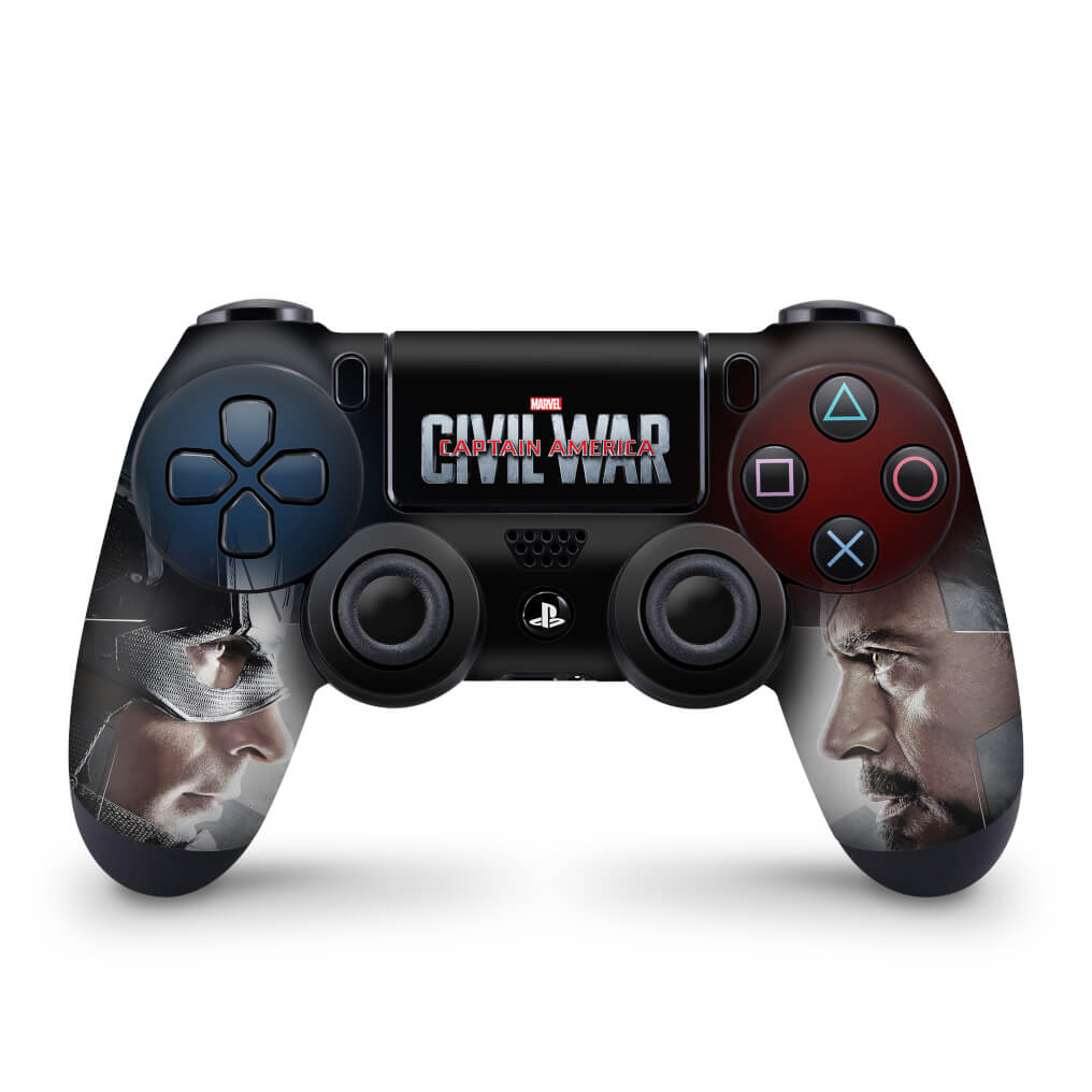 Skin Anti-Rage PS4 Controle - Capitão America - Guerra Civil - Pop Arte Skins