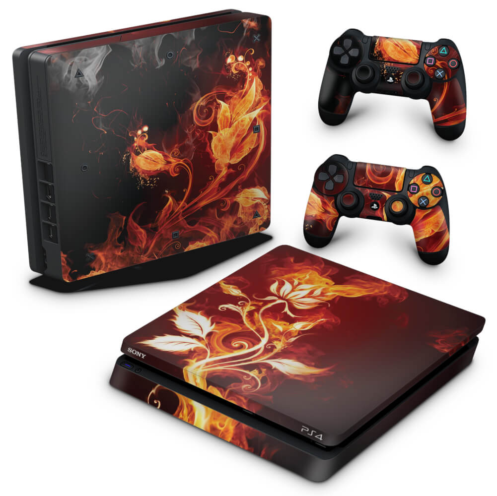 Skin Anti-Rage PS4 Slim - Fire Flower