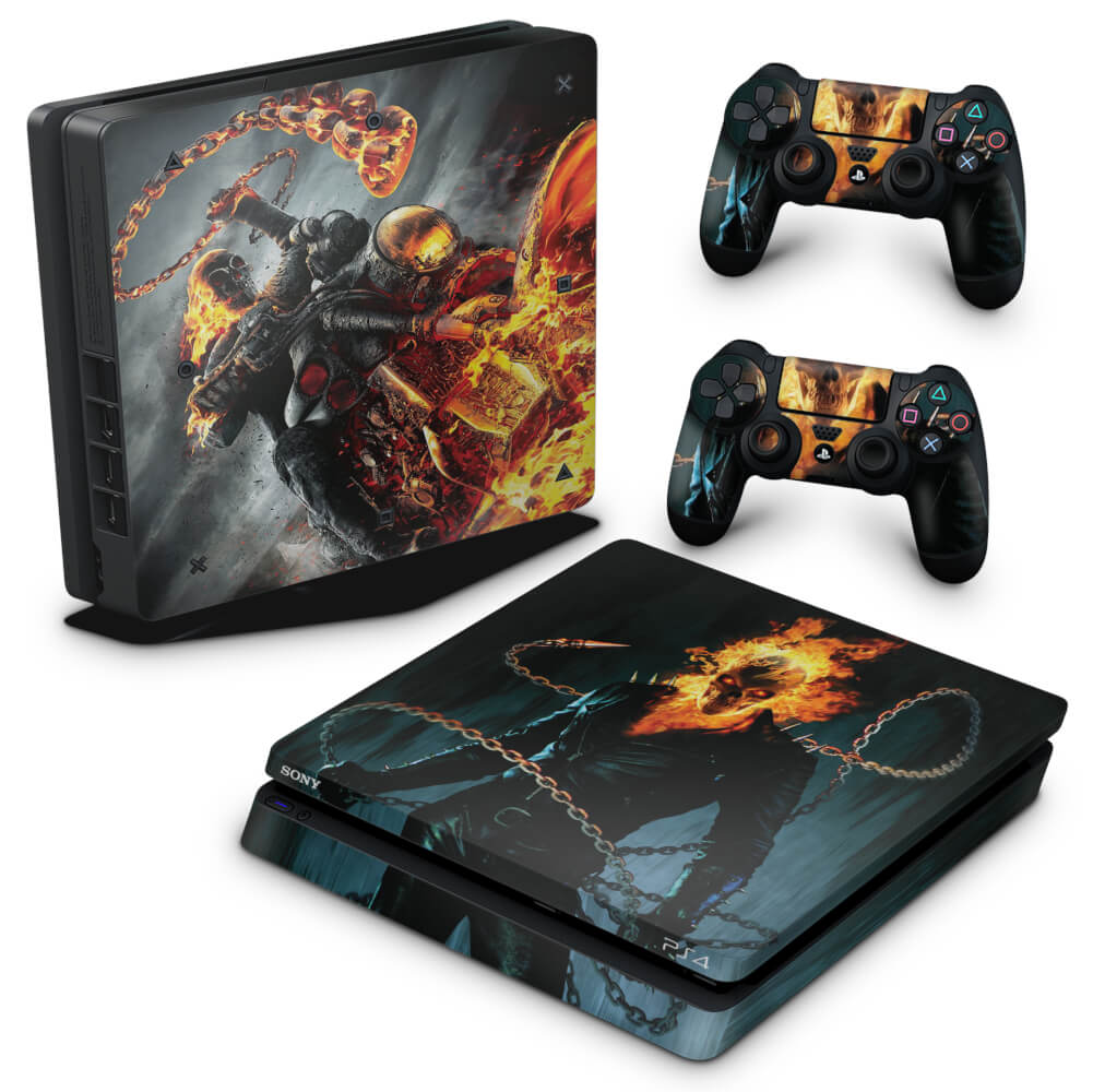 Skin Anti-Rage PS4 Slim - Ghost Rider #B
