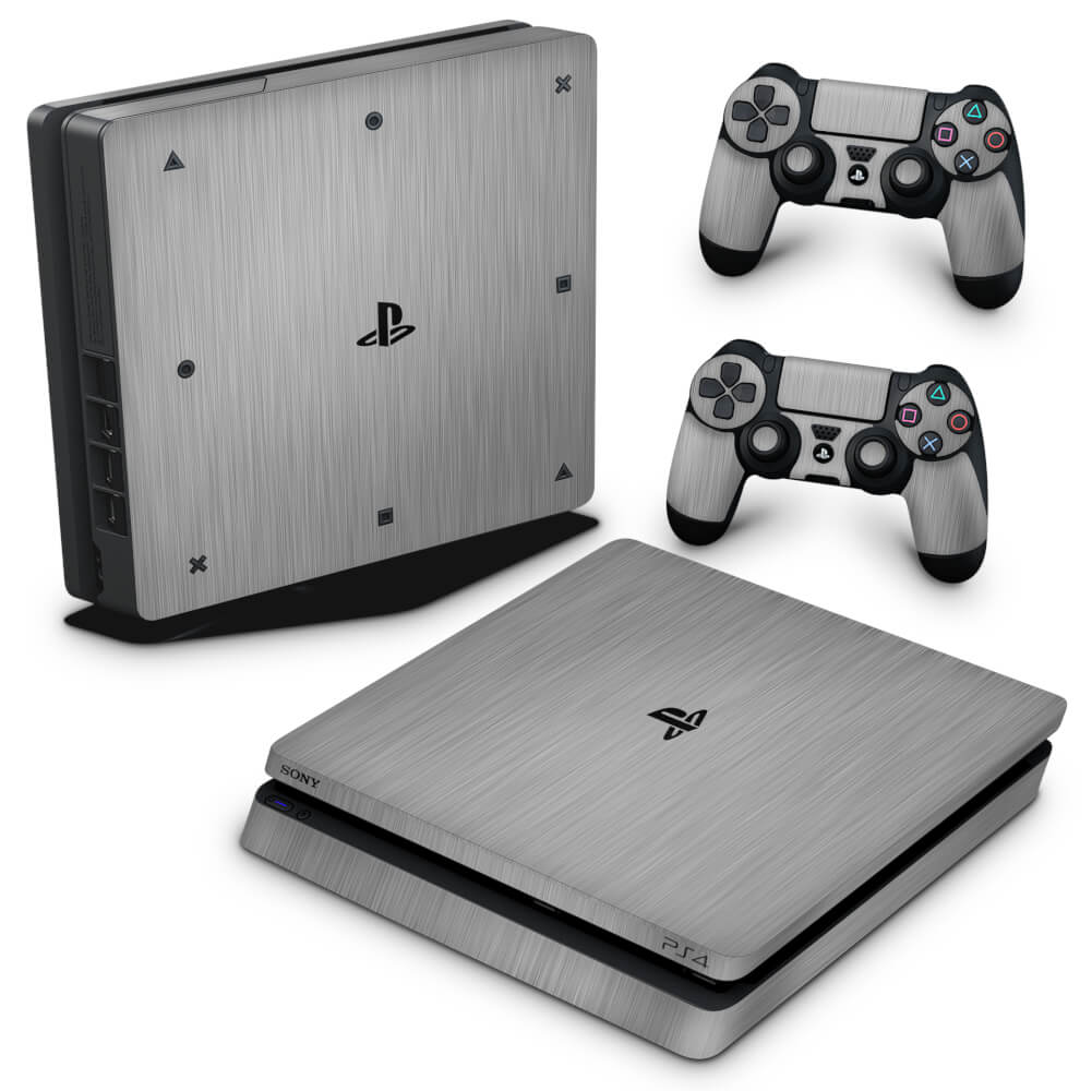 Skin Anti-Rage PS4 Slim - Aço Escovado Cinza