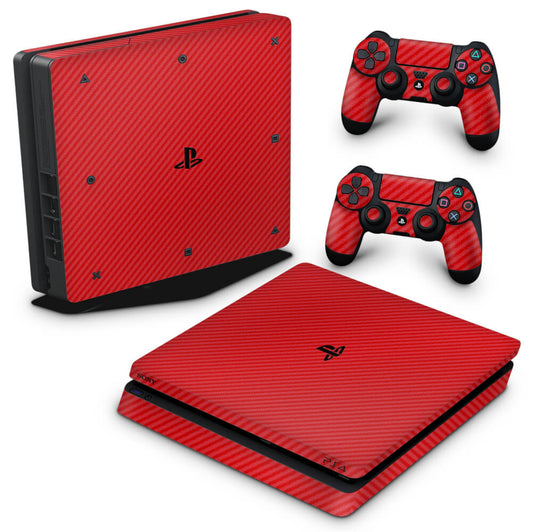 Skin Anti-Rage PS4 Slim - Fibra de carbono Vermelho
