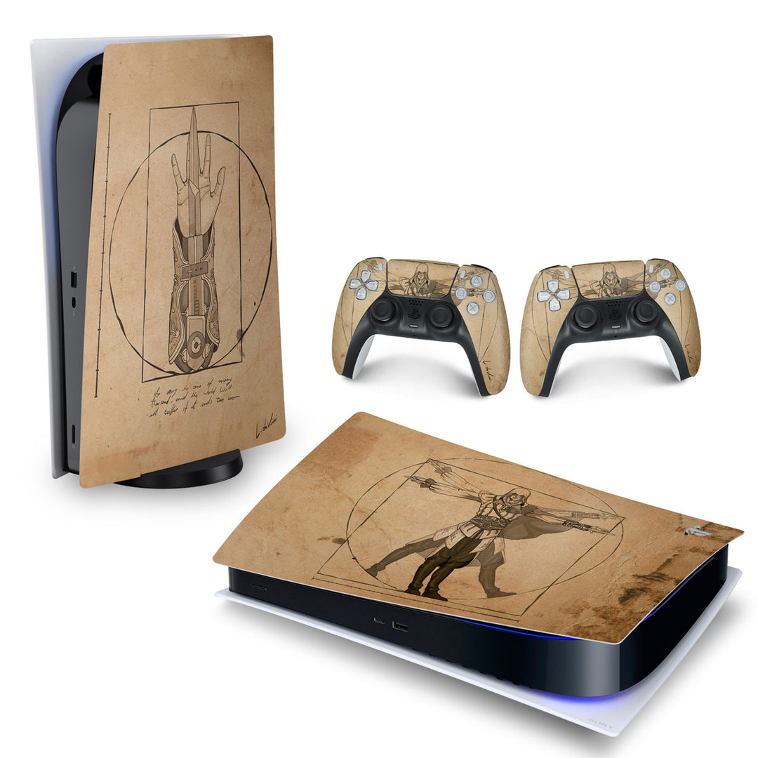 Skin Anti-Rage PS5 Fat Horizontal - Assassin’S Creed Vitruviano - Pop Arte Skins - foto 4