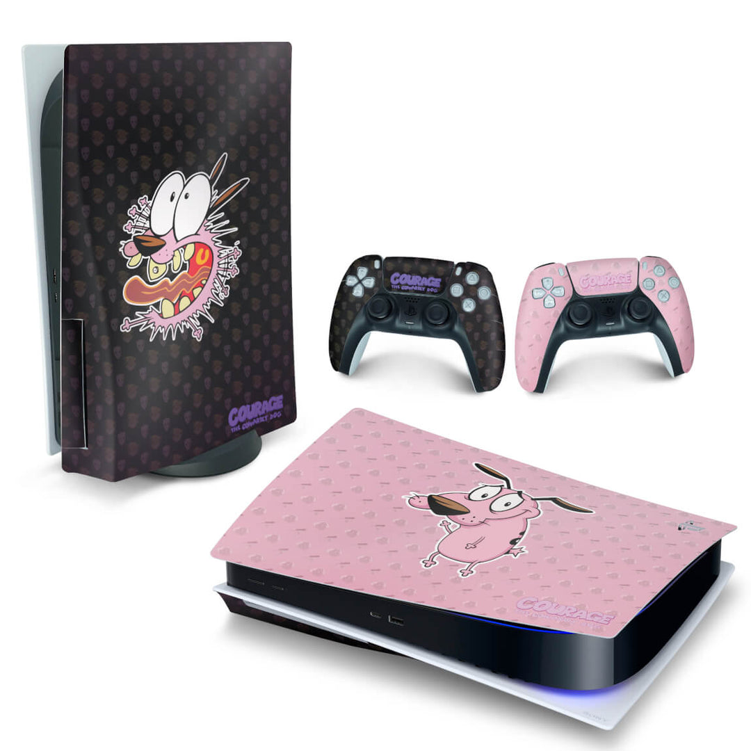 Skin Anti-Rage PS5 Fat Horizontal - Coragem: O Cão Covarde - Pop Arte Skins