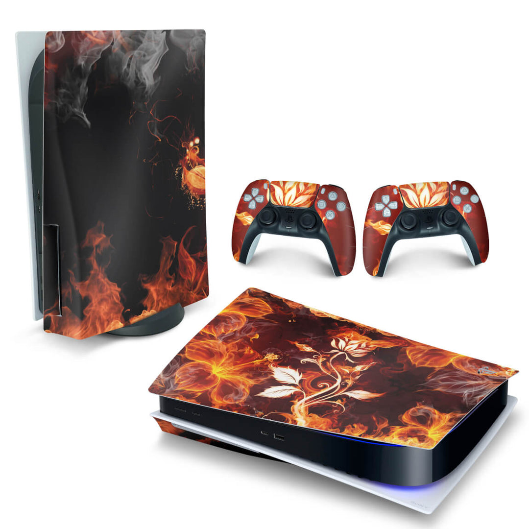 Skin Anti-Rage PS5 Fat Horizontal - Fire Flower - Pop Arte Skins
