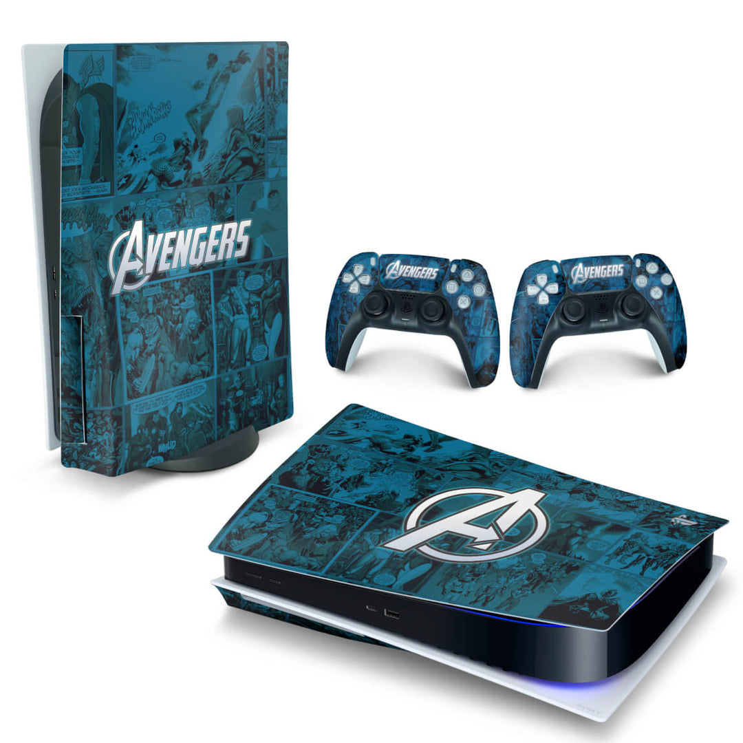 Skin Anti-Rage PS5 Fat Horizontal - Avengers Vingadores Comics - Pop Arte Skins