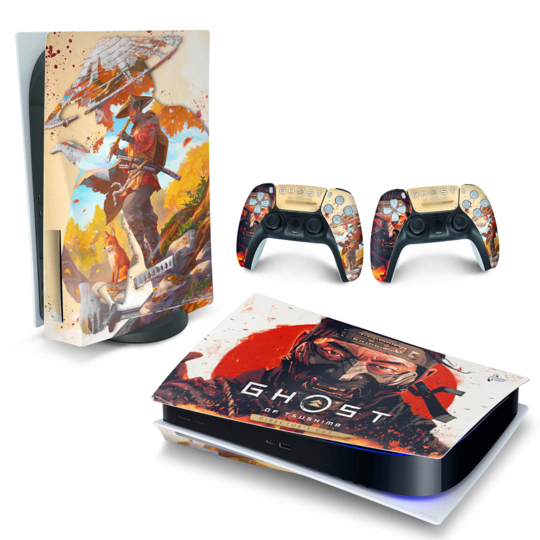 Skin Anti-Rage PS5 Fat Horizontal - Ghost Of Tsushima Director's Cut - Pop Arte Skins