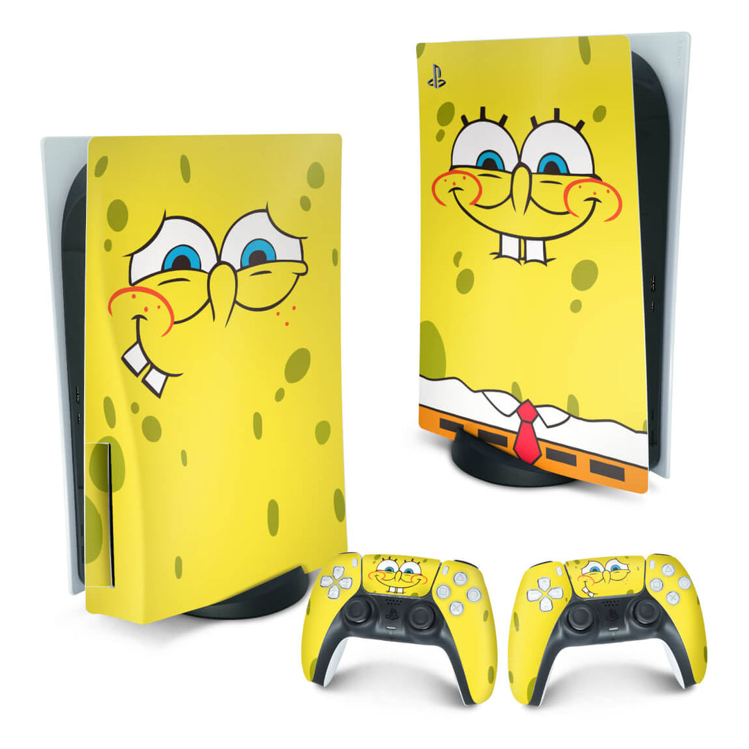 Skin Anti-Rage PS5 Fat Vertical - Bob Esponja - Pop Arte Skins