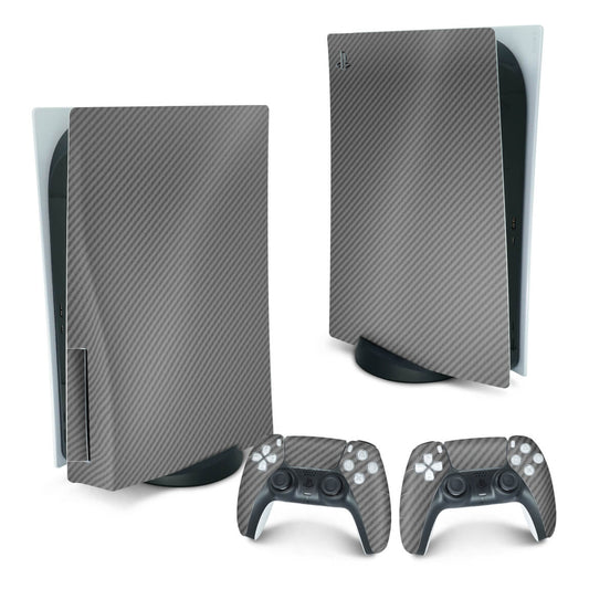 Skin Anti-Rage PS5 Fat Vertical - Fibra de Carbono Cinza Grafite