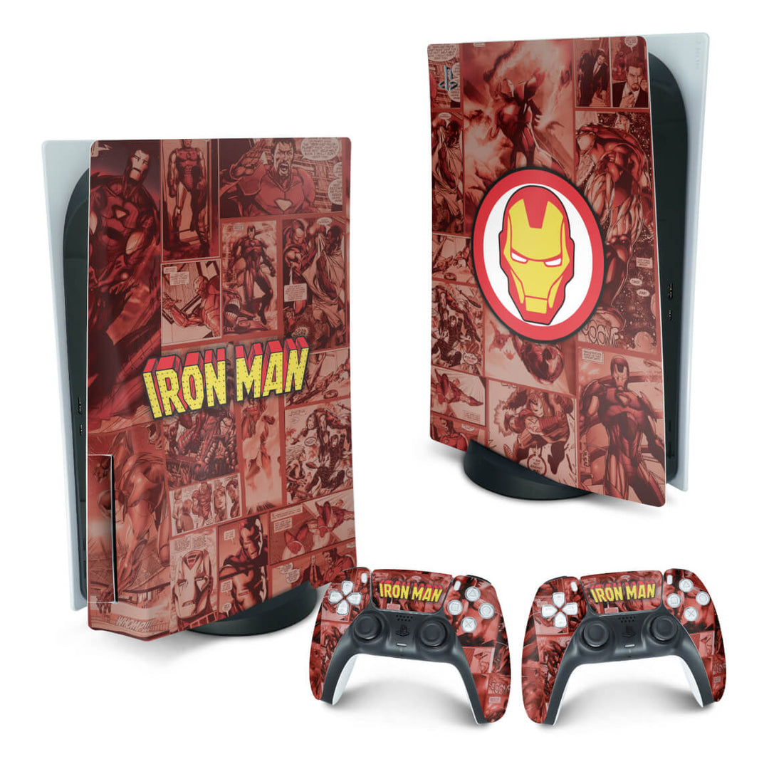 Skin Anti-Rage PS5 Fat Vertical - Homem De Ferro Comics - Pop Arte Skins