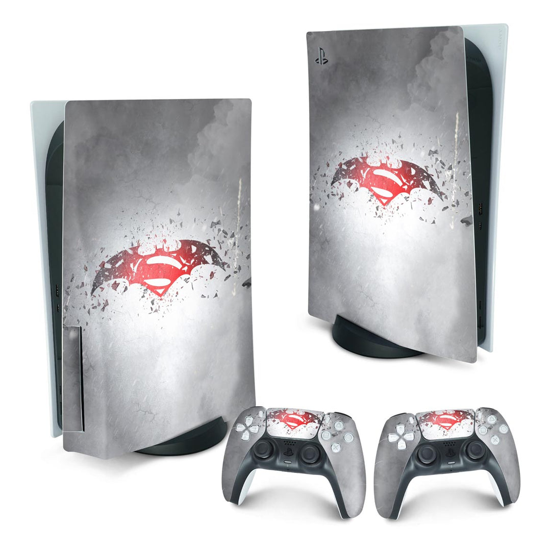 Skin Anti-Rage PS5 Fat Vertical - Batman Vs Superman Logo - Pop Arte Skins