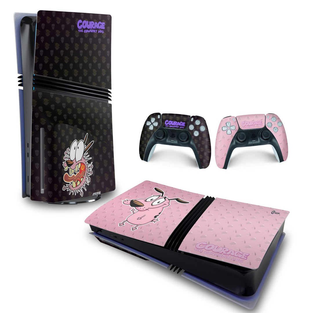 Skin Anti-Rage PS5 Pro Horizontal - Coragem: O Cão Covarde - Pop Arte Skins
