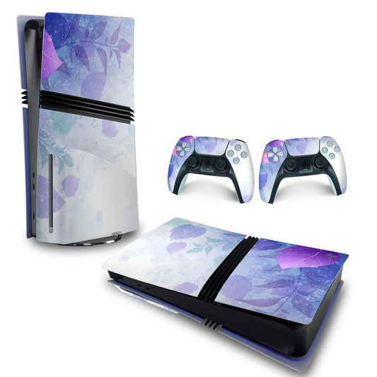 Skin Anti-Rage PS5 Pro Horizontal - Folhas Lilás