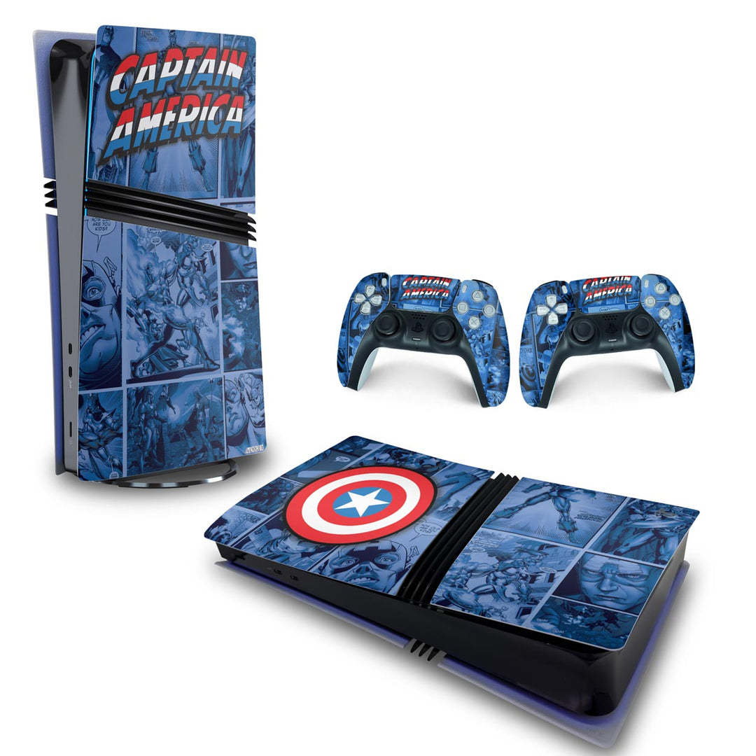 Skin Anti-Rage PS5 Pro Horizontal - Capitão América Comics - Pop Arte Skins - foto 4