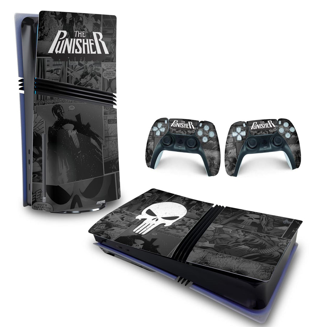 Skin Anti-Rage PS5 Pro Horizontal - The Punisher Justiceiro Comics - Pop Arte Skins
