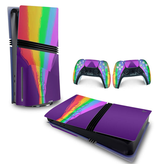 Skin Anti-Rage PS5 Pro Horizontal - Rainbow Colors Colorido