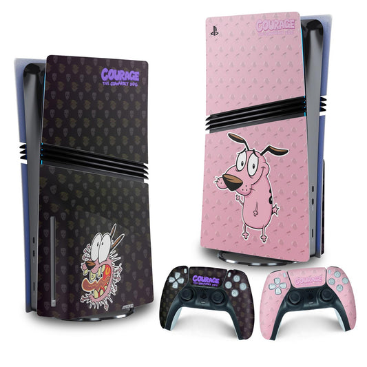 Skin Anti-Rage PS5 Pro Vertical - Coragem: O Cão Covarde
