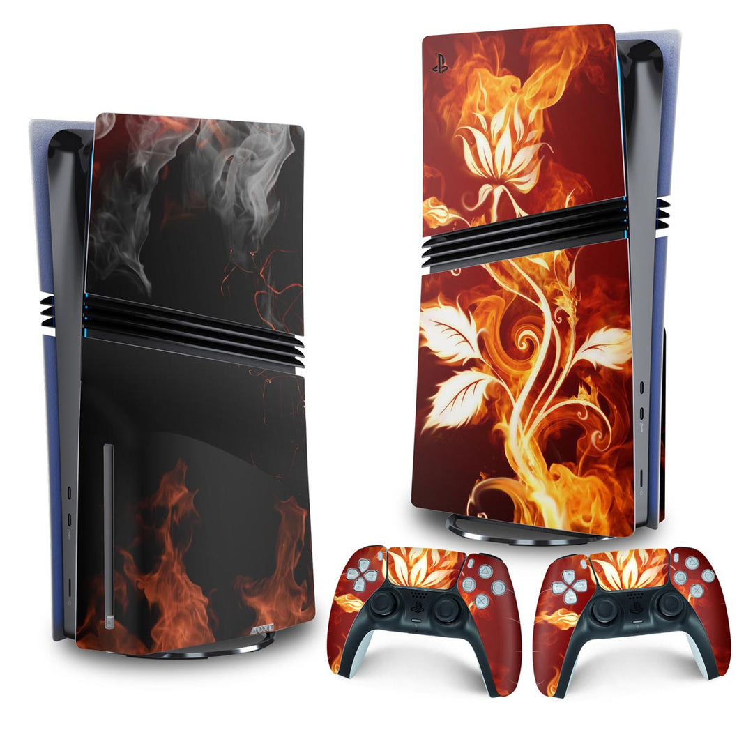 Skin Anti-Rage PS5 Pro Vertical - Fire Flower - Pop Arte Skins