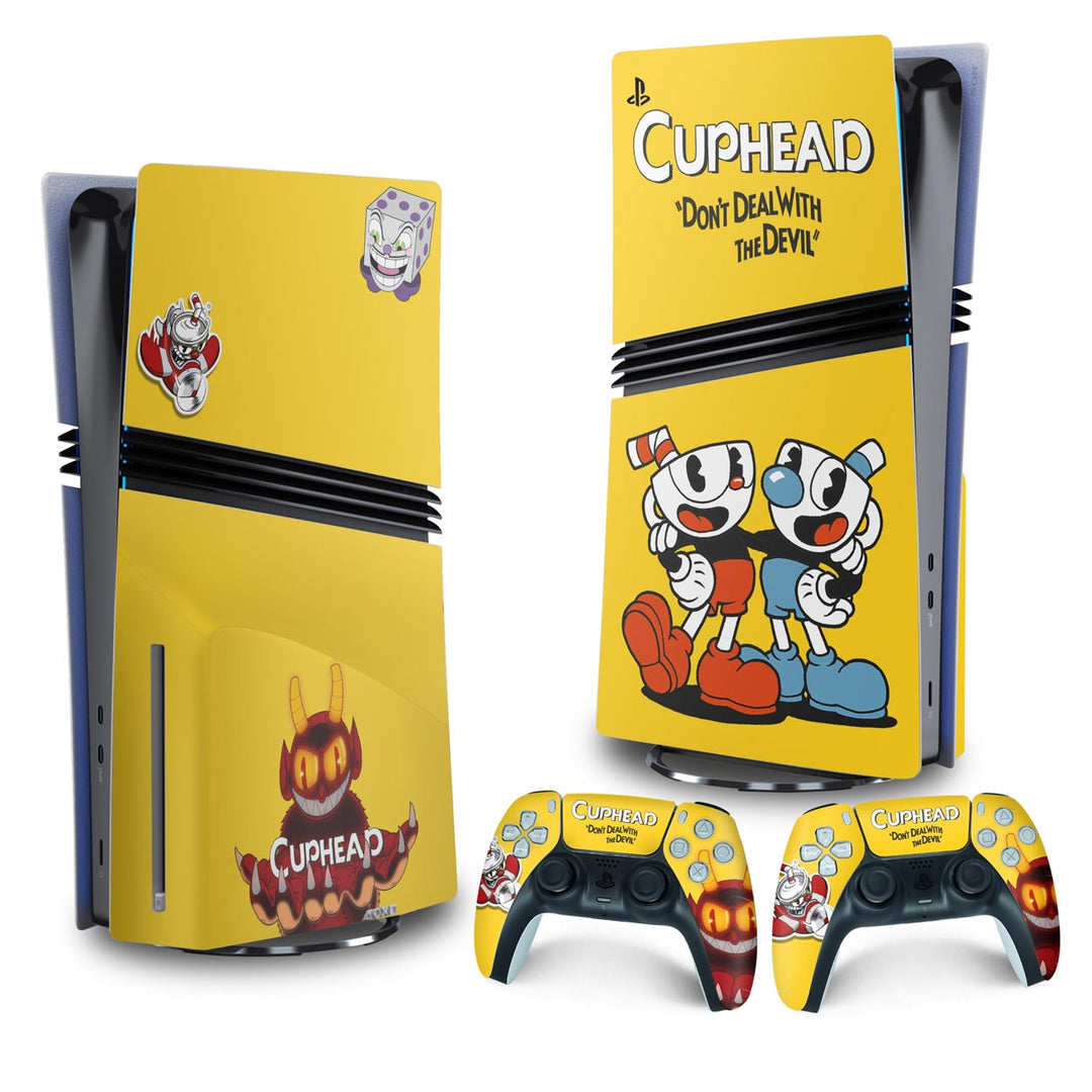 Skin Anti-Rage PS5 Pro Vertical - Cuphead - Pop Arte Skins