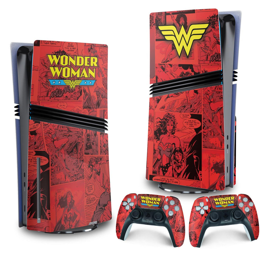 Skin Anti-Rage PS5 Pro Vertical - Mulher Maravilha Comics - Pop Arte Skins