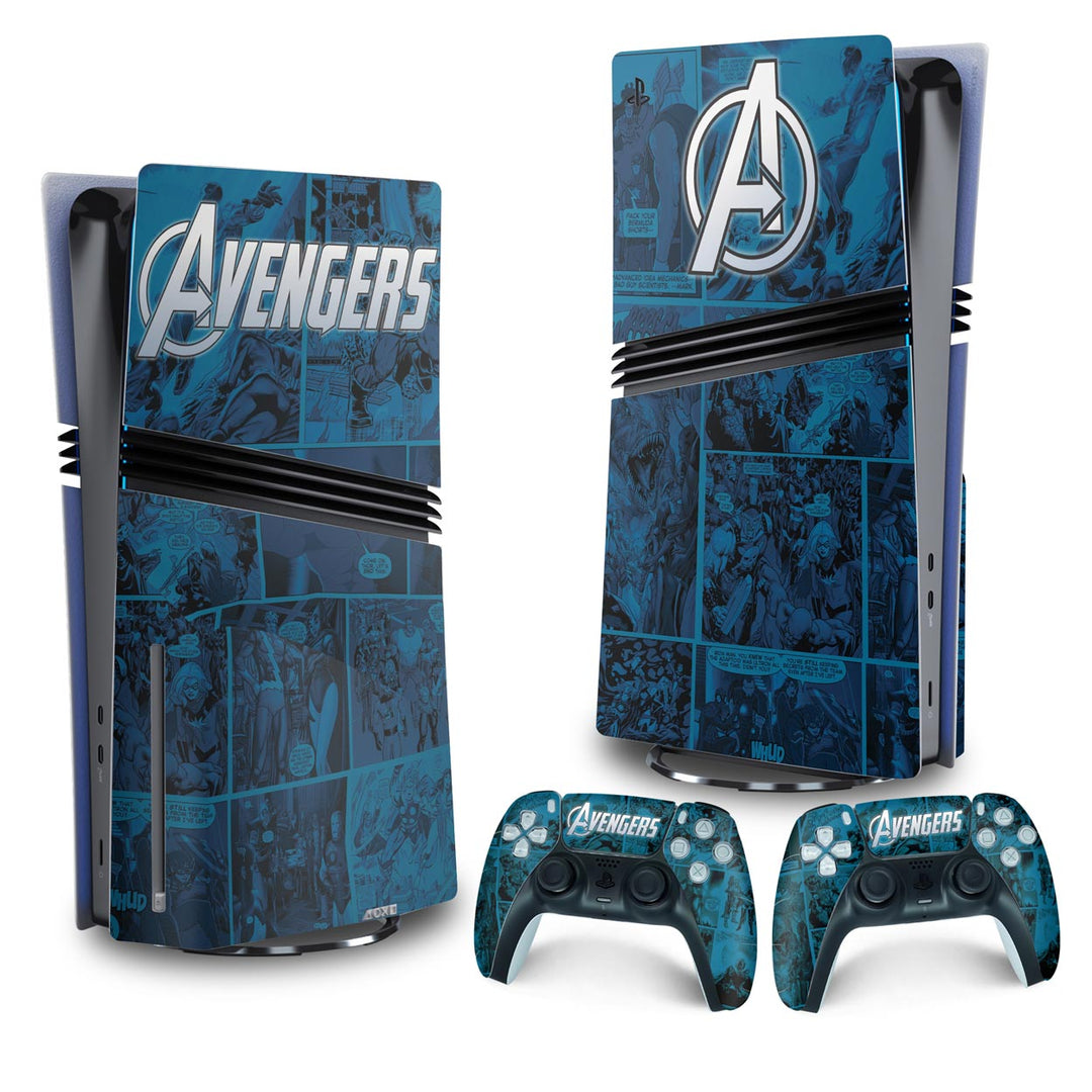 Skin Anti-Rage PS5 Pro Vertical - Avengers Vingadores Comics - Pop Arte Skins