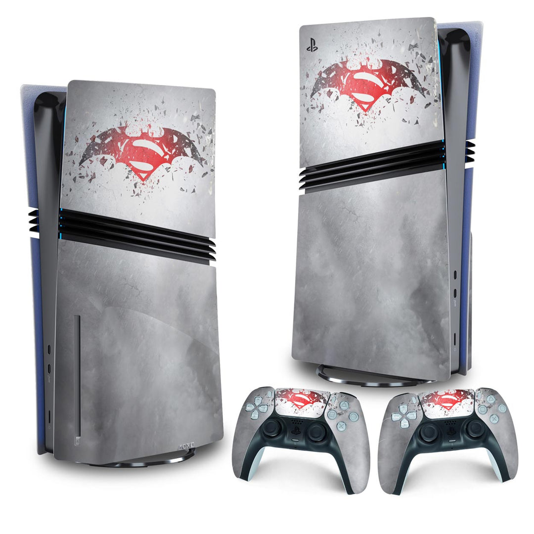 Skin Anti-Rage PS5 Pro Vertical - Batman Vs Superman Logo - Pop Arte Skins