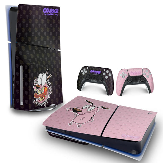 Skin Anti-Rage PS5 Slim Horizontal - Coragem: O Cão Covarde