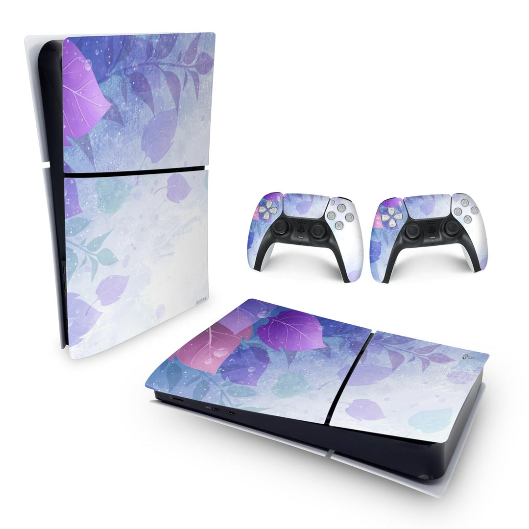Skin Anti-Rage PS5 Slim Horizontal - Folhas Lilás - Pop Arte Skins - foto 4