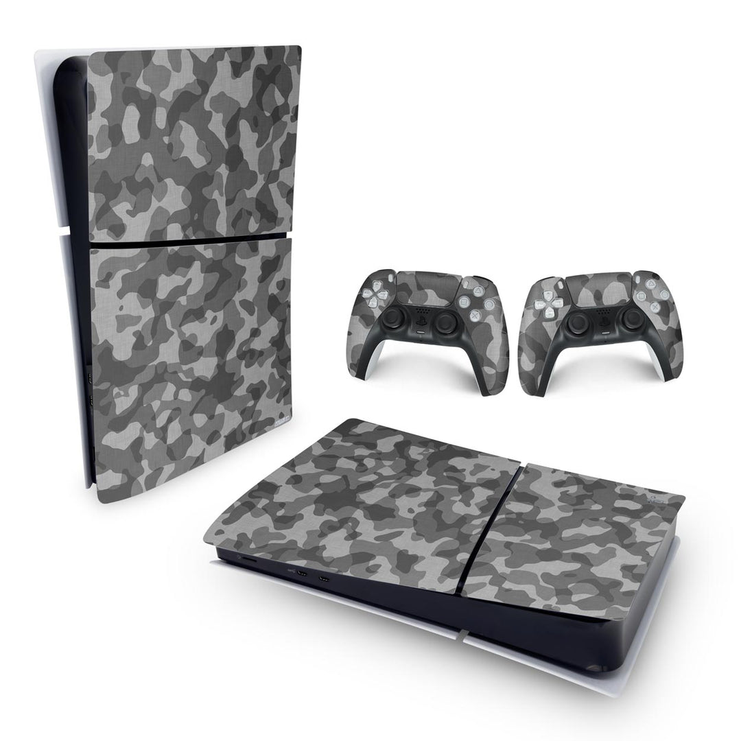 Skin Anti-Rage PS5 Slim Horizontal - Camuflado Cinza - Pop Arte Skins - foto 4