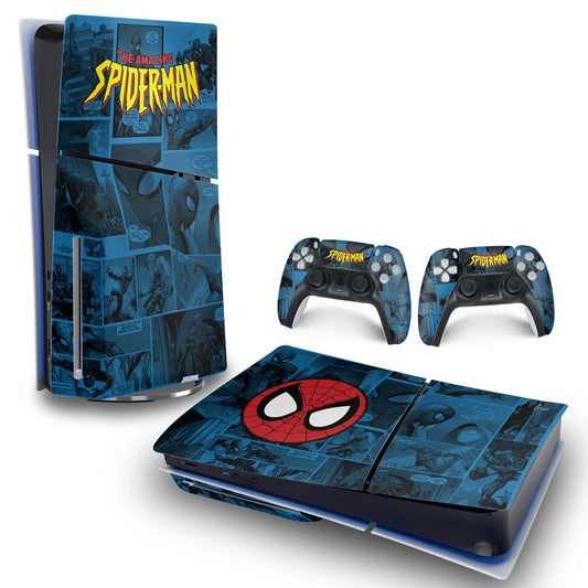 Skin Anti-Rage PS5 Slim Horizontal - Homem-Aranha Spider-Man Comics
