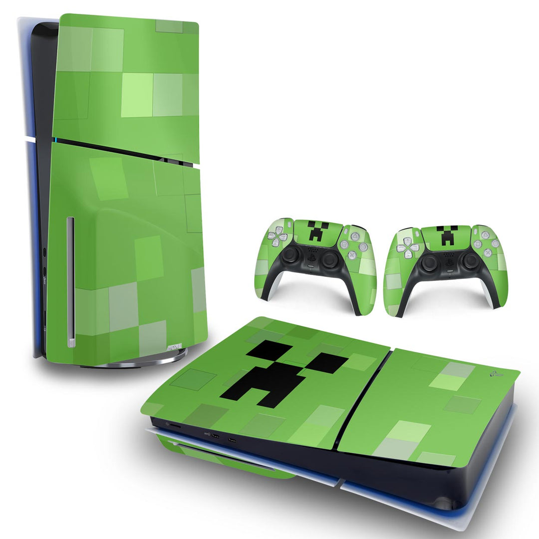Skin Anti-Rage PS5 Slim Horizontal - Creeper Minecraft - Pop Arte Skins