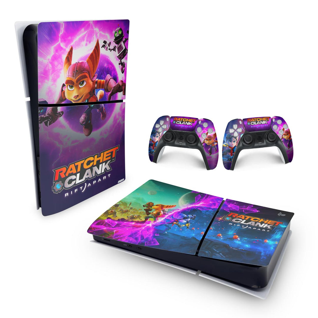 Skin Anti-Rage PS5 Slim Horizontal - Ratchet & Clank Rift Apart - Pop Arte Skins - foto 4