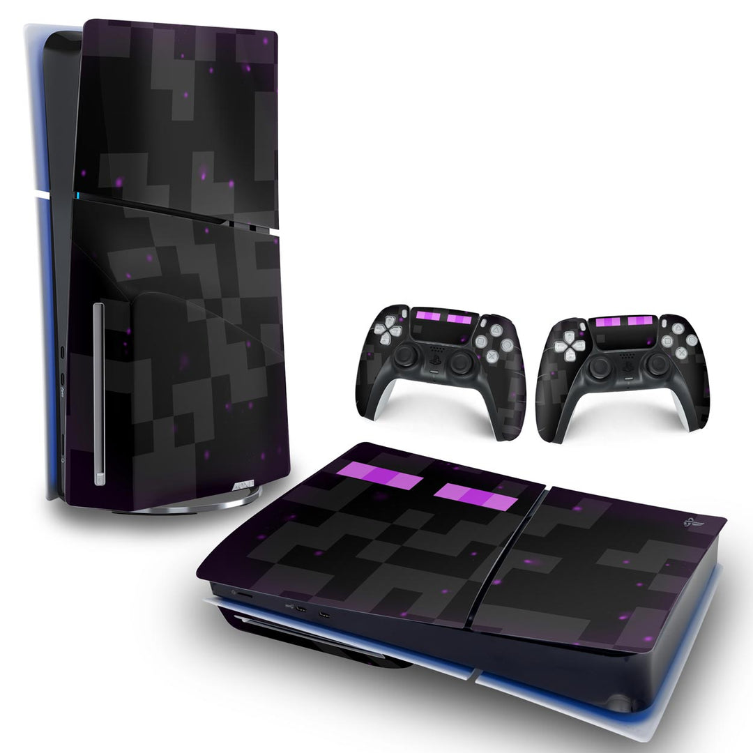 Skin Anti-Rage PS5 Slim Horizontal - Minecraft Enderman - Pop Arte Skins