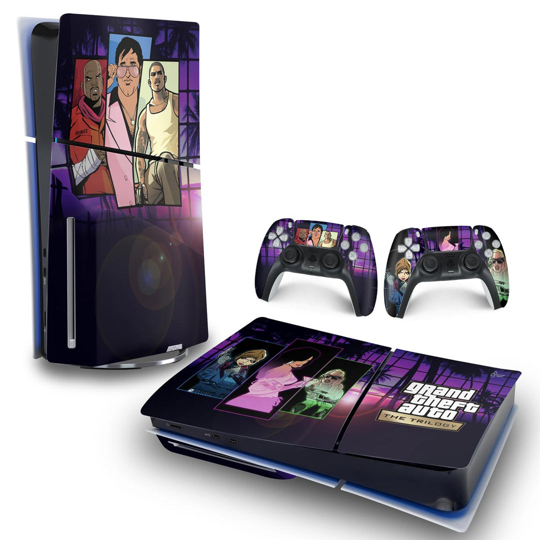 Skin Anti-Rage PS5 Slim Horizontal - GTA The Trilogy - Pop Arte Skins