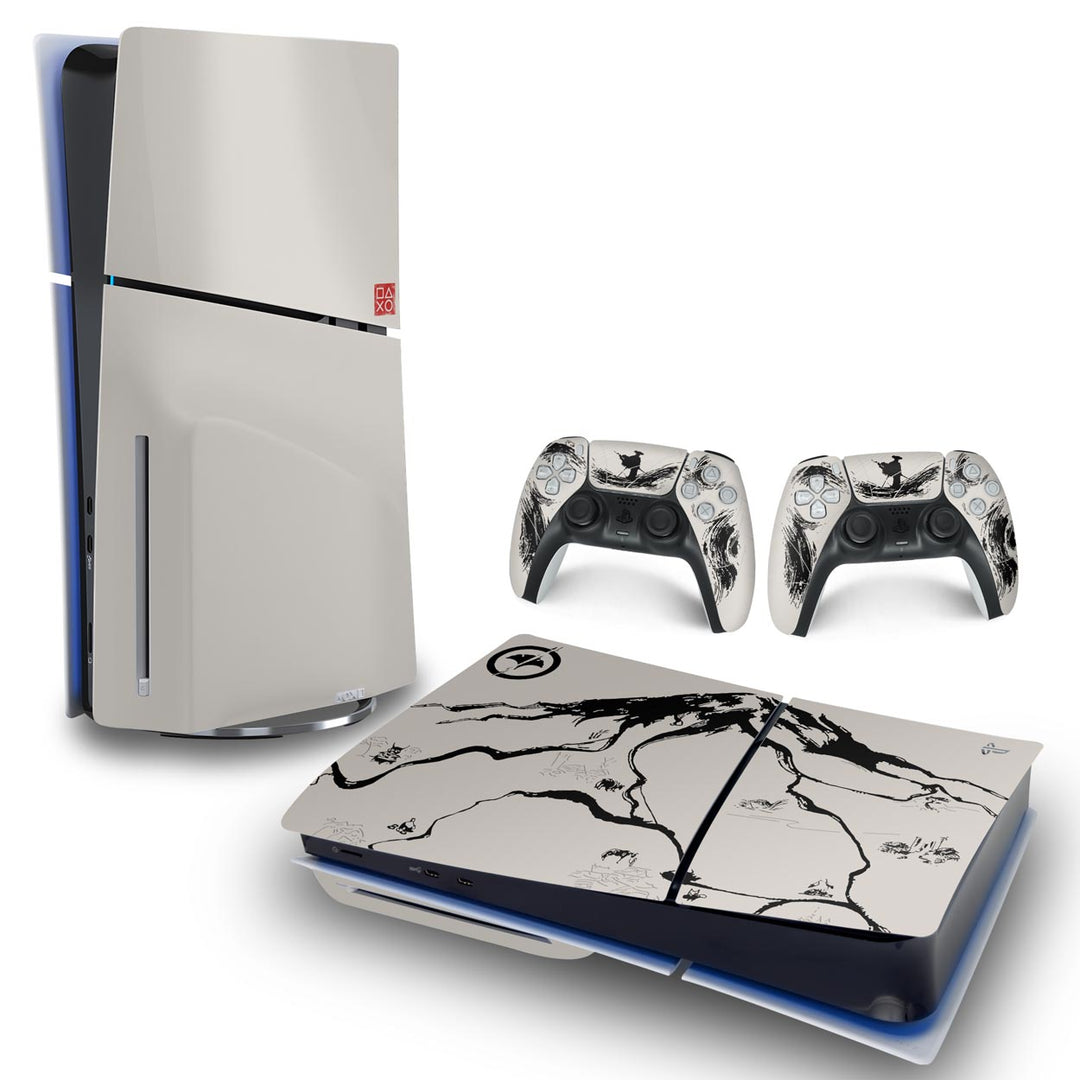 Skin Anti-Rage PS5 Slim Horizontal - Ghost Of Yotei - Pop Arte Skins