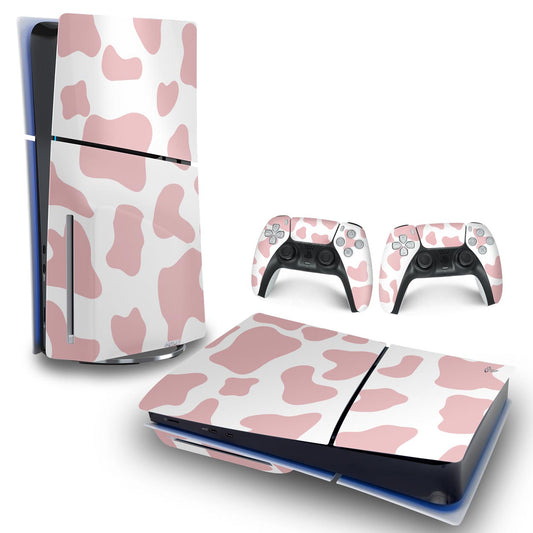 Skin Anti-Rage PS5 Slim Horizontal - Vaquinha Rosa
