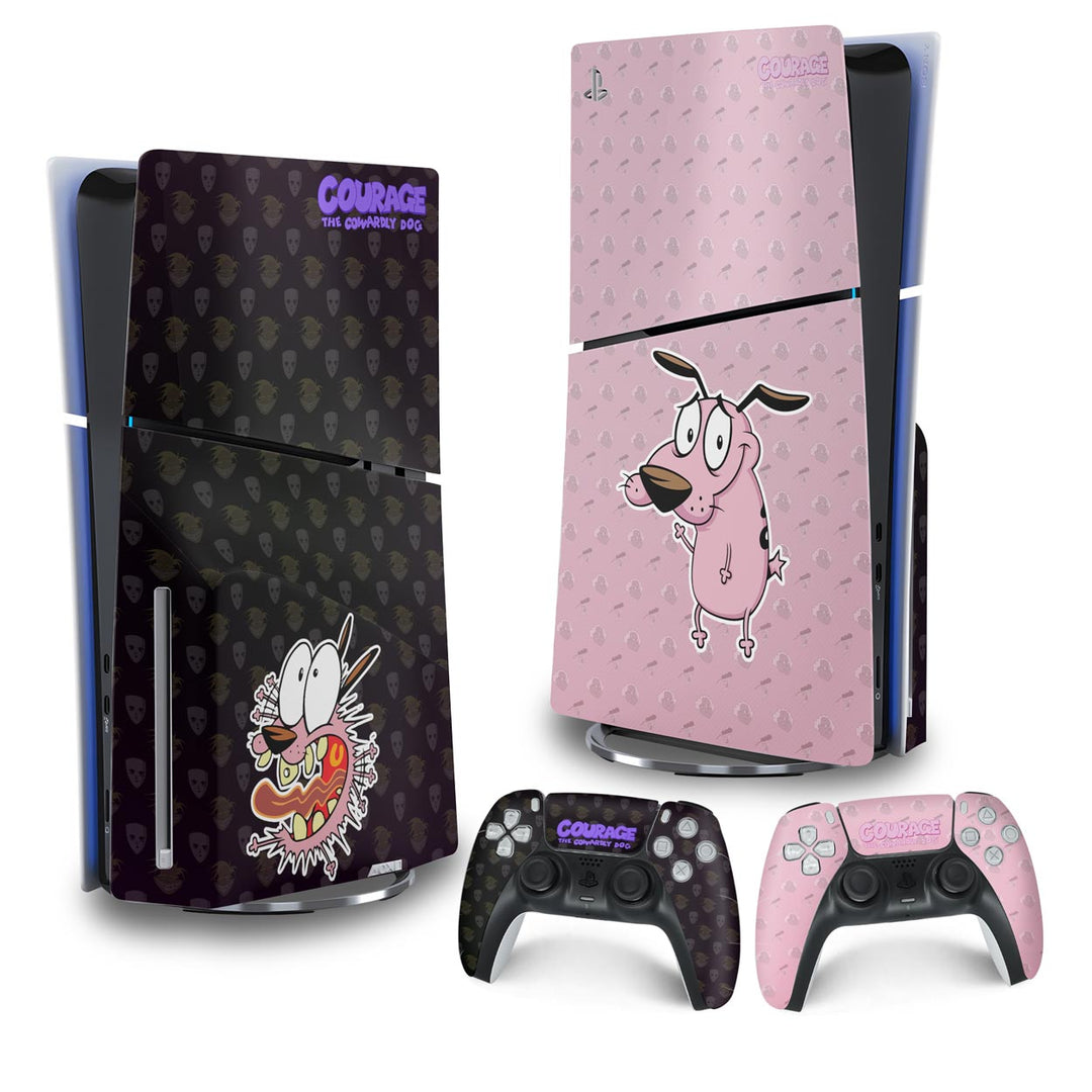 Skin Anti-Rage PS5 Slim Vertical - Coragem: O Cão Covarde - Pop Arte Skins