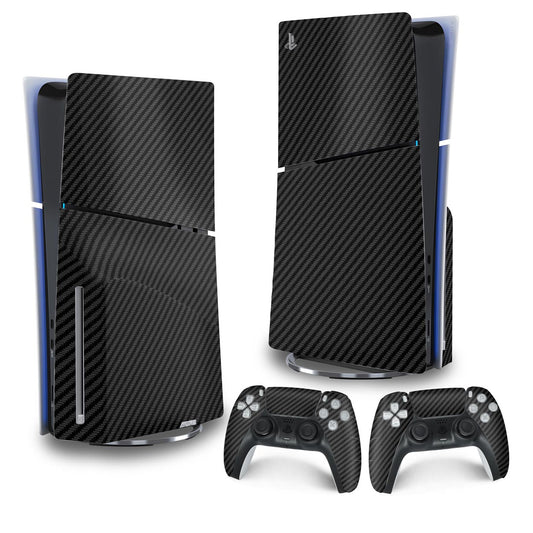 Skin Anti-Rage PS5 Slim Vertical - Fibra de Carbono Preto