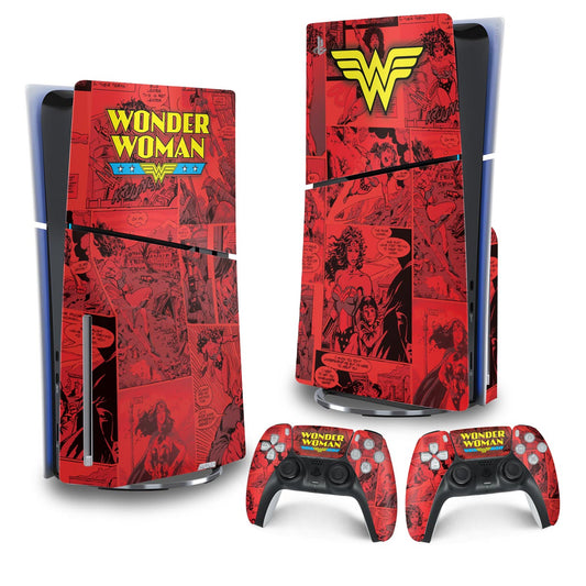 Skin Anti-Rage PS5 Slim Vertical - Mulher Maravilha Comics
