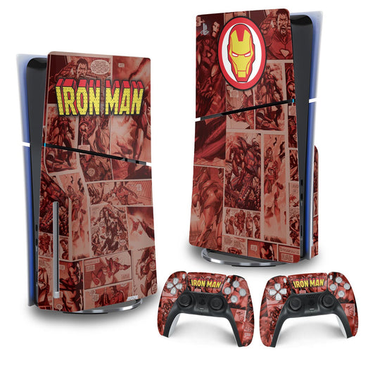 Skin Anti-Rage PS5 Slim Vertical - Homem De Ferro Comics