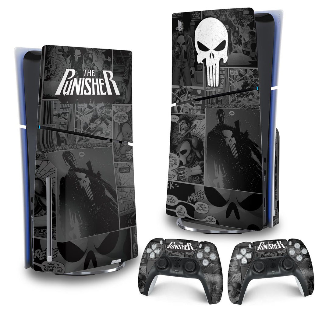 Skin Anti-Rage PS5 Slim Vertical - The Punisher Justiceiro Comics - Pop Arte Skins