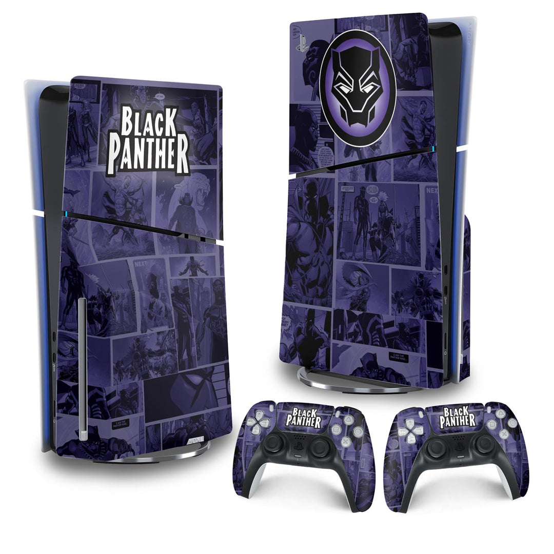 Skin Anti-Rage PS5 Slim Vertical - Pantera Negra Comics - Pop Arte Skins