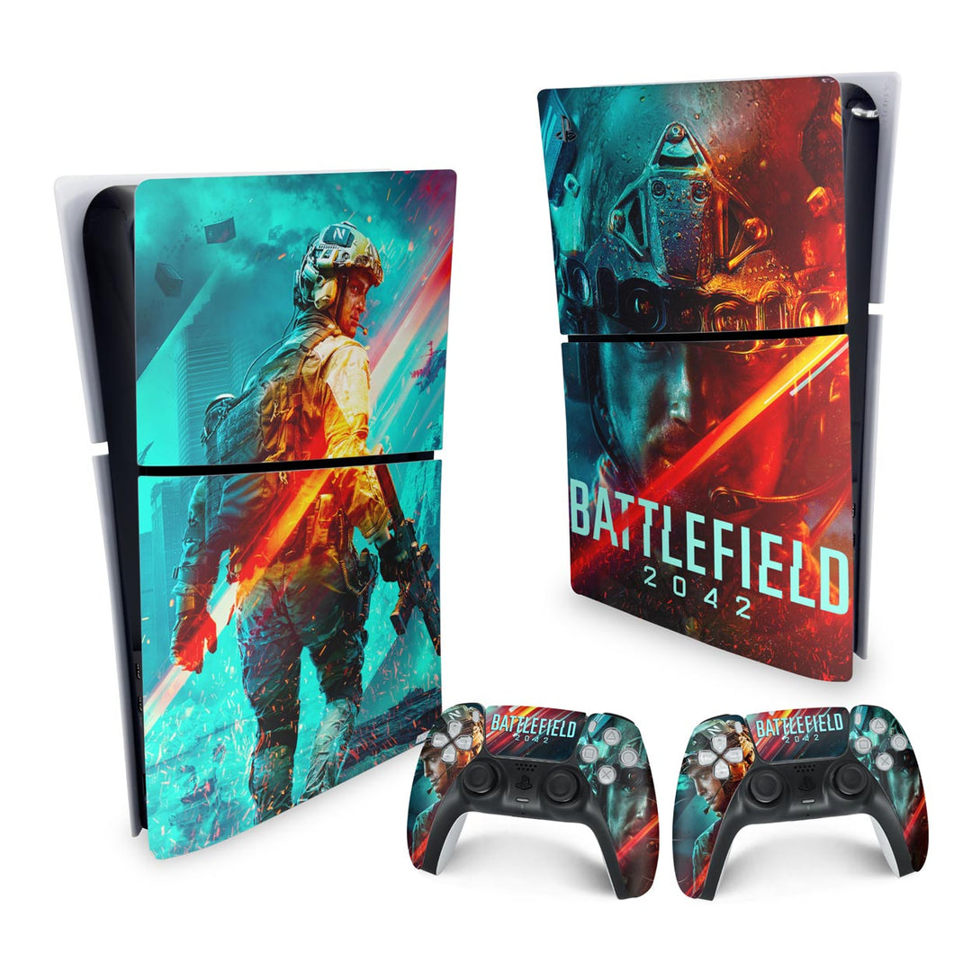 Skin Anti-Rage PS5 Slim Vertical - Battlefield 2042 - Pop Arte Skins - foto 4