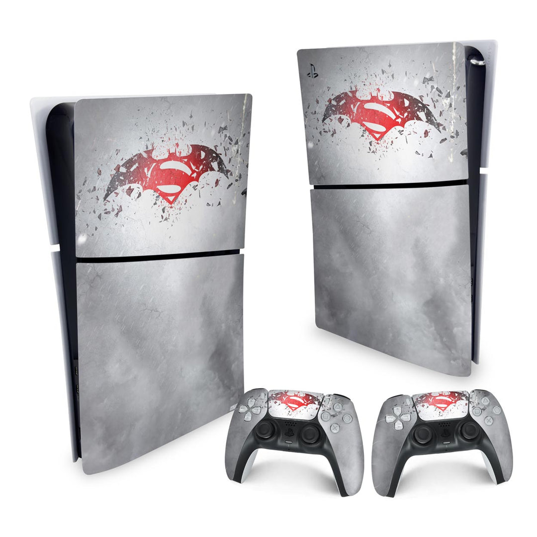 Skin Anti-Rage PS5 Slim Vertical - Batman Vs Superman Logo - Pop Arte Skins - foto 4