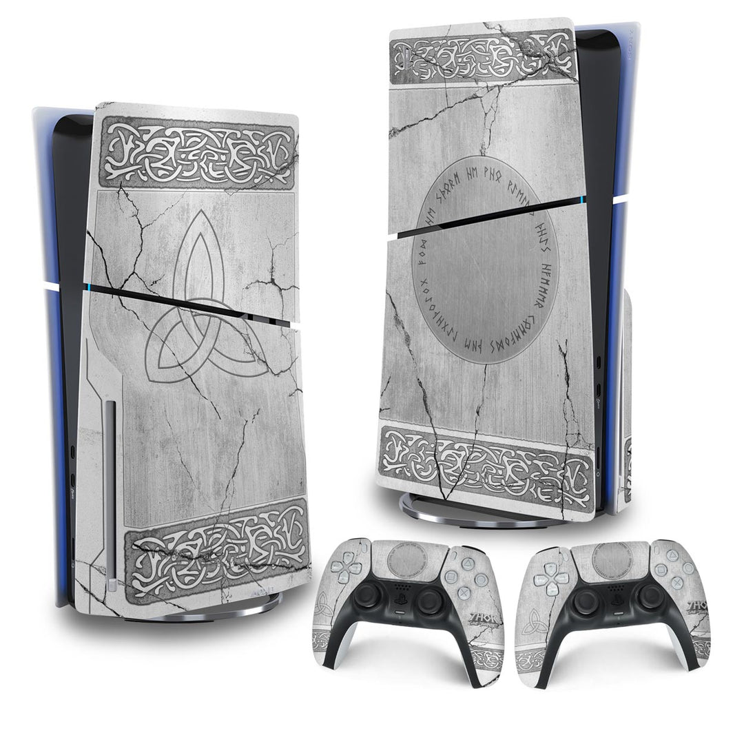 Skin Anti-Rage PS5 Slim Vertical - Mjolnir Thor Amor e Trovão - Pop Arte Skins