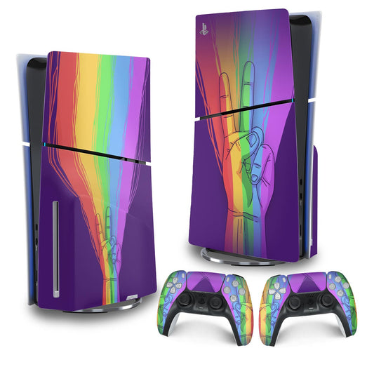 Skin Anti-Rage PS5 Slim Vertical - Rainbow Colors Colorido