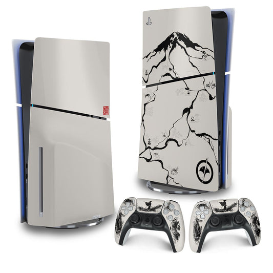 Skin Anti-Rage PS5 Slim Vertical - Ghost Of Yotei