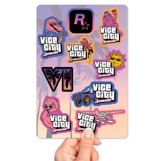 Cartela Adesivos GTA VI Stickers Alta Qualidade Prova D'água - Pop Arte Skins