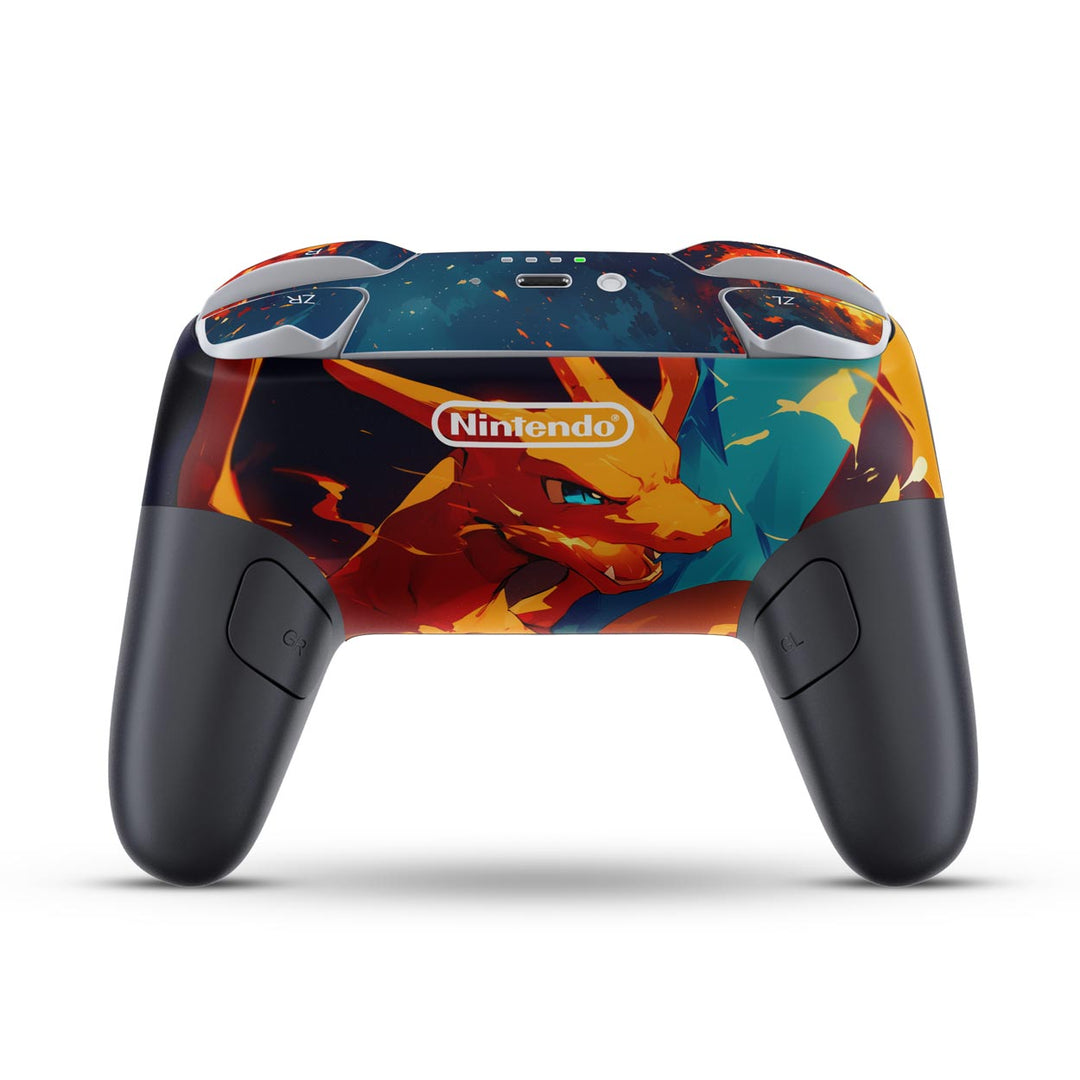 Skin Anti-Rage Nintendo Switch 2 Pro Controle - Chamas de Charizard - Pop Arte Skins - foto 5