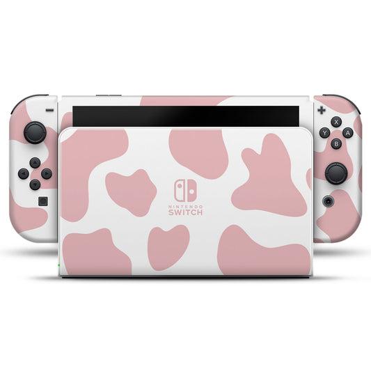 Skin Anti-Rage Nintendo Switch 1 Oled - Vaquinha Rosa